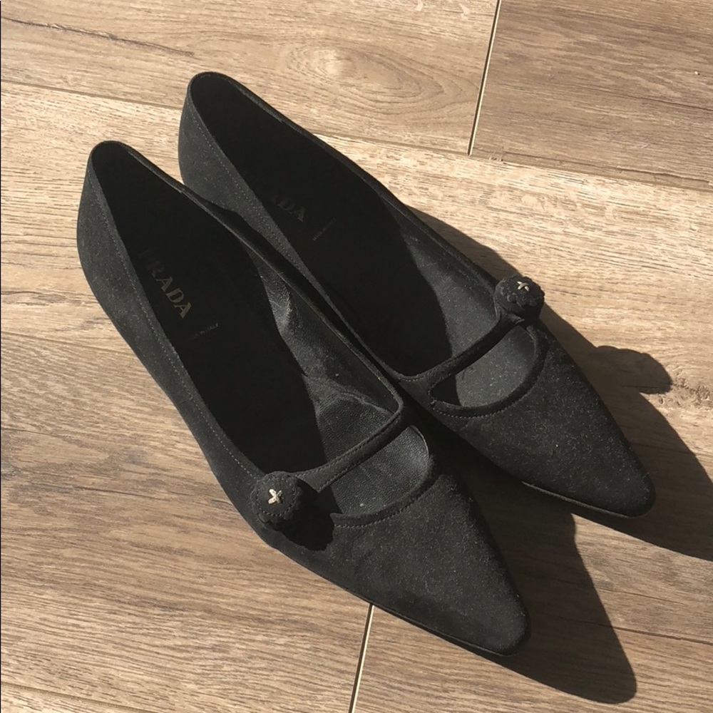 BLack Prada flats pointed toe
